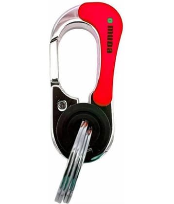 Tag Sky-Omuda Silver-Orange Metallic Locking Double Ring Premium Key Chain