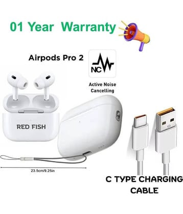 White color airpods pro 2 with ANC and touch control, earbuds, bluetooth