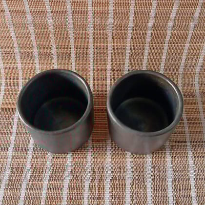 Longpi Black Pottery Tumblers Small Set of 2 Longpi Black Pottery Tumblers Small Set of 2