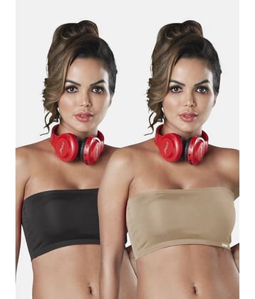 Sonari Pack of 2 Nylon Women's Tube Bra ( Black ) tubularblackblack