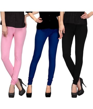 FnMe Pack of 3 Girls Cotton Leggings ( Multicolor )