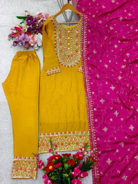 Designer Party Wear Top-Pent And Dupatta With Embroidery Sequence Work Designer Party Wear Top-Pent And Dupatta With Embroidery Sequence Work