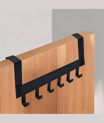 6 Hook Cloth Hanger for Door Hangers for Clothes Hanger for Door Hanger Without Drill Shirt Hangers for Wall Hangers for Wall Hanger Door Hangers for Clothes Hooks for Door Bathroom Hangers Pack 1