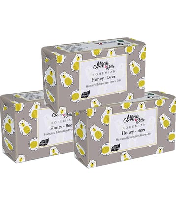 Mirah Belle - Organic Honey Beer Conditioning Soap 125gm(Pack of 3) - For Dehydrated & Infection Prone Skin- Handmade Soap 375gm