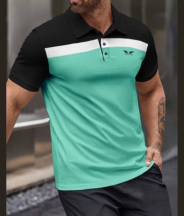 Eyebogler Pack of 1 Cotton Blend Regular Fit Colorblock Half Sleeves Men's Polo T Shirt ( White )