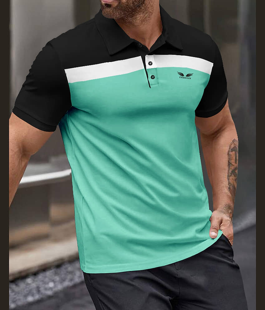 Eyebogler Pack of 1 Cotton Blend Regular Fit Colorblock Half Sleeves Men's Polo T Shirt ( White )
