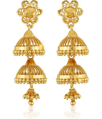 Vighnaharta - Golden Jhumki Earrings ( Pack of 1 )