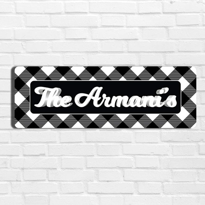 Gingham  Name Plate - Petite-Black