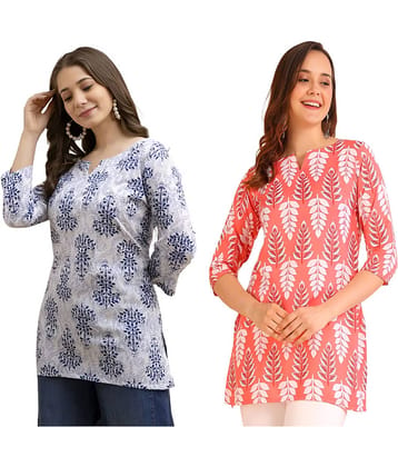 AK FASHION MALL Women Cotton Blend Printed A-line Kurti ( Blue )