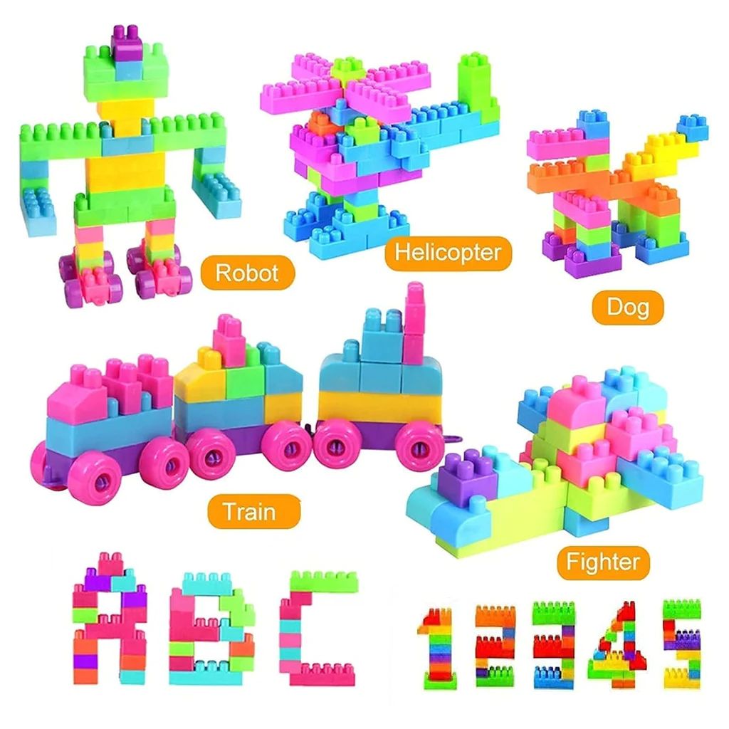 Colorful Building Blocks Set for Kids - 5 in 1 Creative Construction Toys for Toddlers - Includes House, Car, Tank, Christmas Tree, and Rooster - 100 Pieces