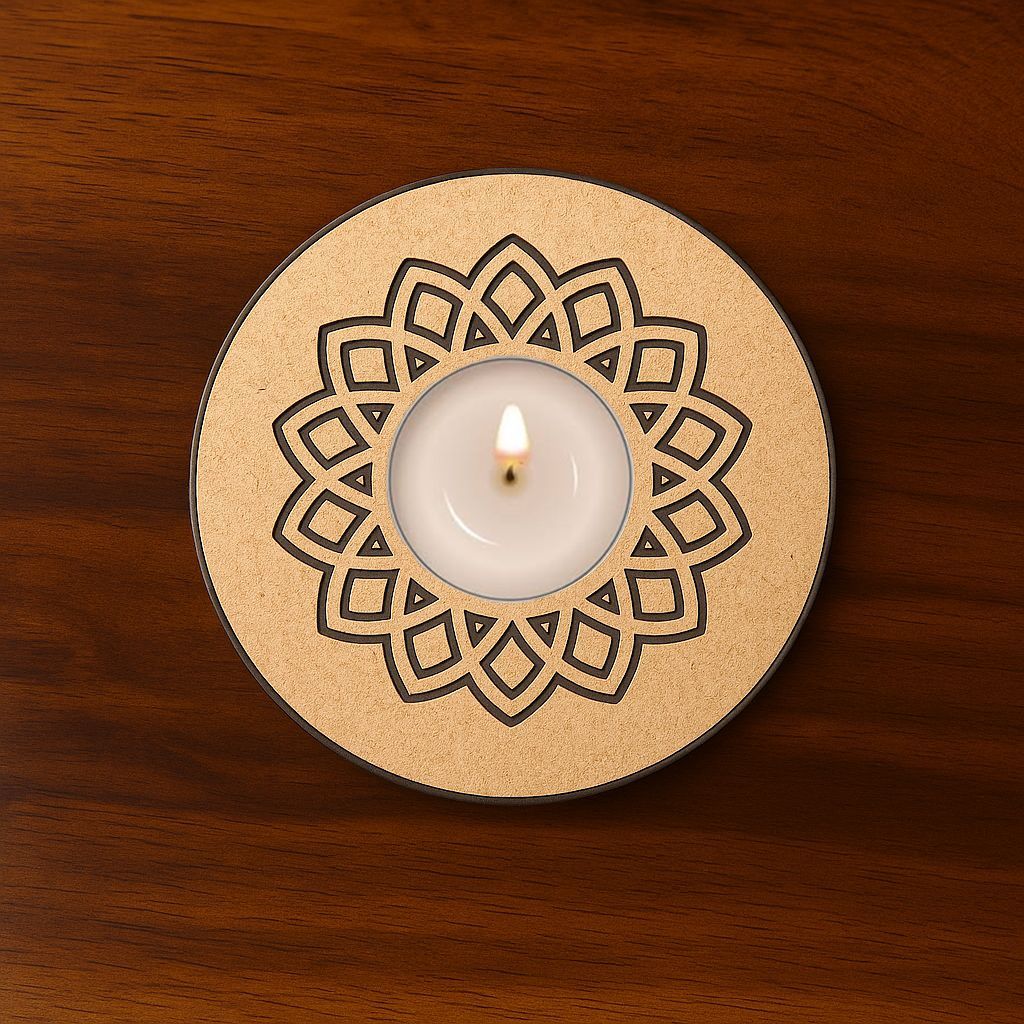 Dbeautify's Round MDF T-Light Candle Holder - Pooja Needs | Buy online on ZillyBuy
