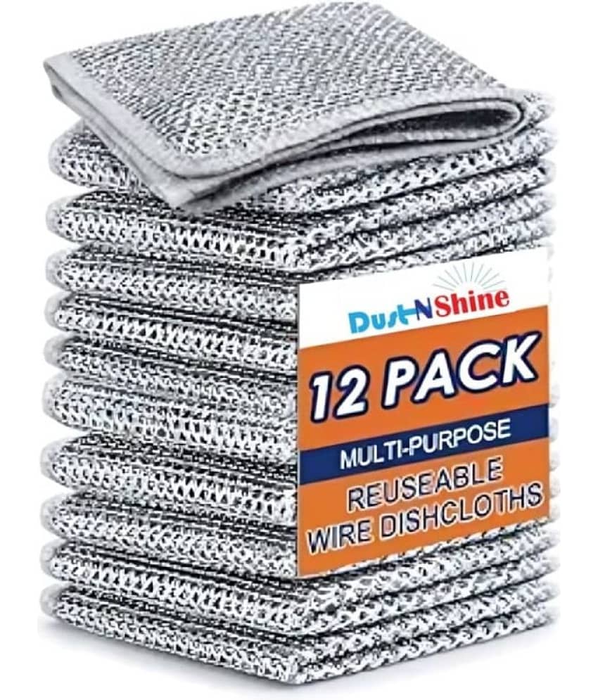 Stainless Steel Scrubber Non-Scratch Wire Dishcloth for Washing Dishes (Pack of 12)