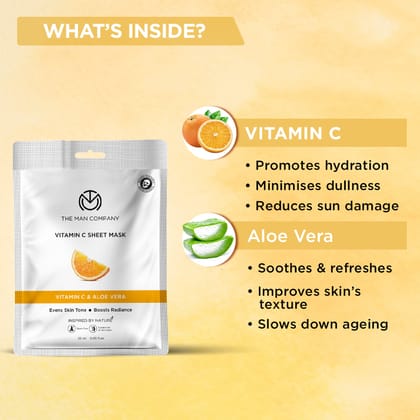 Vitamin C Sheet Mask | Vitamin C & Aloe Vera (Multi Packs) Vitamin C Sheet Mask | Vitamin C & Aloe Vera (Multi Packs) - Pack of 3