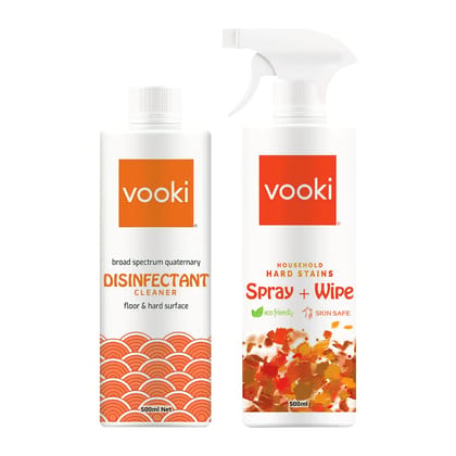 Vooki Nature Disinfectant Cleaner and Ecofriendly Hard Stains Spray and Wipe - 500 ml Each, (Combo Pack of 2)… Vooki Nature Disinfectant Cleaner and Ecofriendly Hard Stains Spray and Wipe - 500 ml Each, (Combo Pack of 2)…
