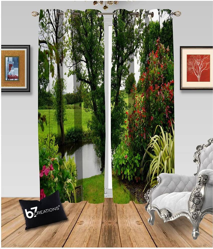 B7 CREATIONS Beaded Semi-Transparent Eyelet Curtain 9 ft (Set of 2 )- Assorted