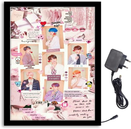 NOKKES Bts Team Card Light Photo Frame 8X10 inch Led Light photo Frame With Light Adaptor Led Light Photo Frame Black Color Photo Frame_AQW162 NOKKES Bts Team Card Light Photo Frame 8X10 inch Led Light photo Frame With Light Adaptor Led Light Photo Frame Black Color Photo Frame_AQW162