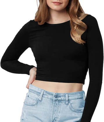 THE BLAZZE Women's Cotton Crop Top ( Black )