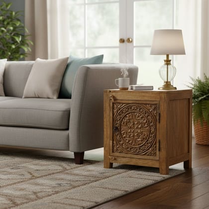 Wooden Nightstand Bedside Table Handicraft Bedroom Furniture