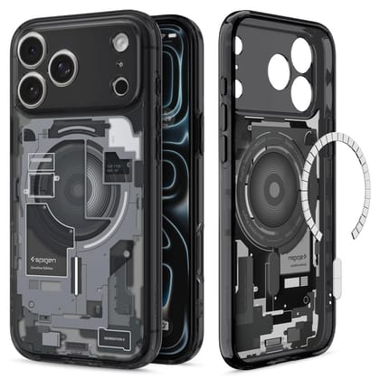 Spigen Ultra Hybrid MagFit Back Cover Case Compatible with iPhone 17 Pro Max (TPU + Poly Carbonate | Zero One Black) Spigen Ultra Hybrid MagFit Back Cover Case Compatible with iPhone 17 Pro Max (TPU + Poly Carbonate | Zero One Black) - Zero One Black / i