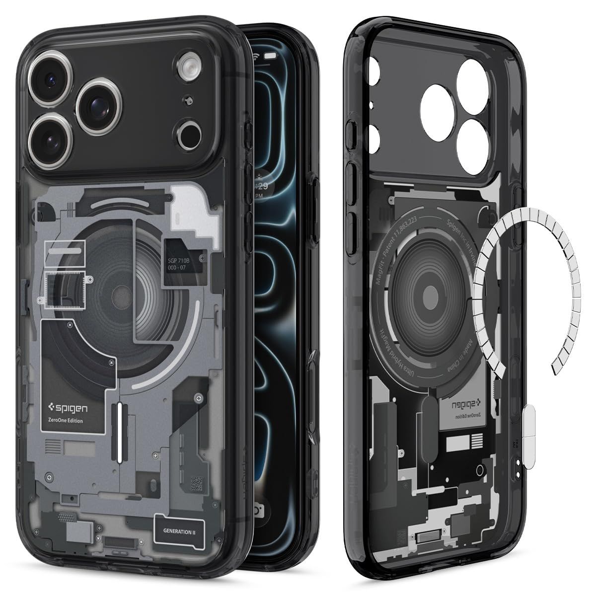 Spigen Ultra Hybrid MagFit Back Cover Case Compatible with iPhone 17 Pro Max (TPU + Poly Carbonate | Zero One Black) Spigen Ultra Hybrid MagFit Back Cover Case Compatible with iPhone 17 Pro Max (TPU + Poly Carbonate | Zero One Black) - Zero One Black / i