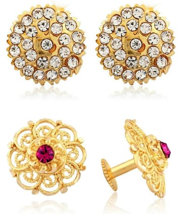 Vighnaharta Traditional South Culture Alloy Gold Plated Stud Earring Combo set ( Pack of- 2 Pair Earrings)