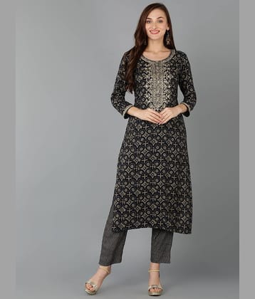 Vaamsi Cotton Blend Printed Straight Women's Kurti - Teal ( Pack of 1 )