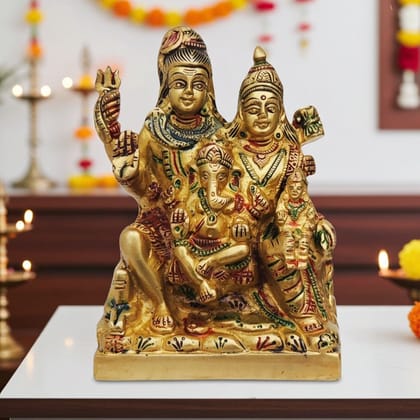 Brass Shiv Parivar Statue - Premium Brass Murti, Height : 5.2 Inch (BSMAS493 O)