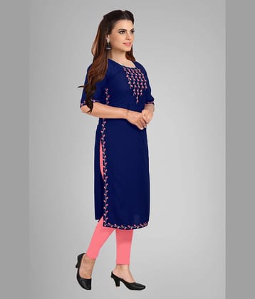Kapadia - Blue Rayon Women's Straight Kurti ( Pack of 1 )