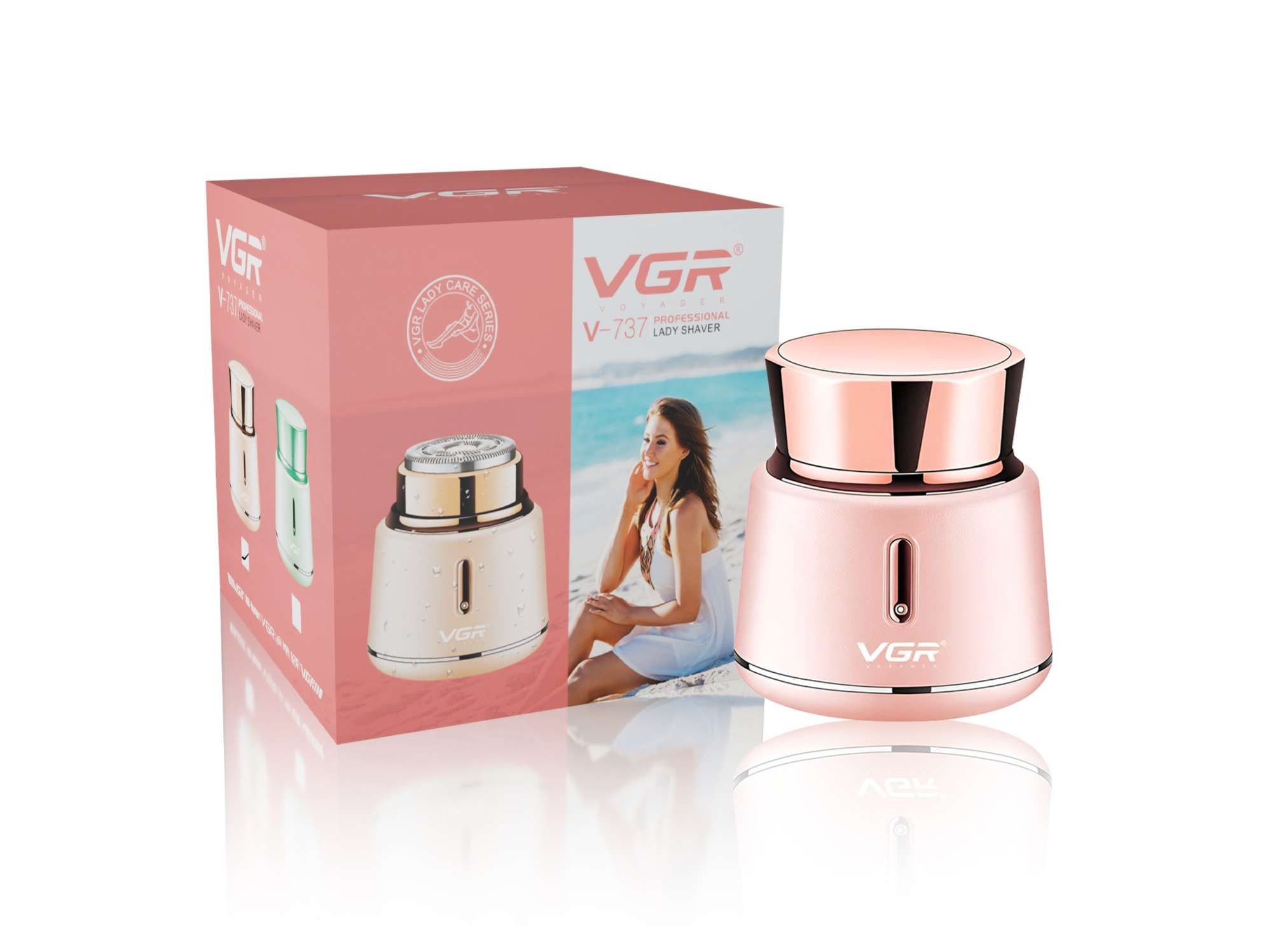 VGR V-737 Lady Trimmer & Mini Shaver with IPX5 Waterproof, Magnetic Cap & Charging Cordless Epilator (Pink)