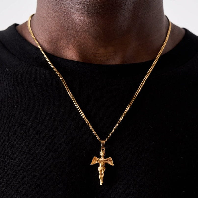 CHERUB (GOLD) PENDANT+CHAIN-50 CM