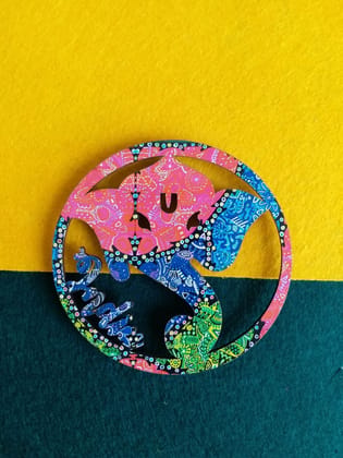 FRIDGE MAGNET IT'S ALL COLORFUL ART WORK INDIA GANESHA SHAPED