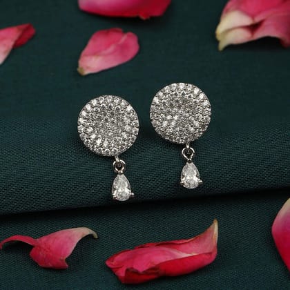 Silver-Toned Diamond Shaped Stud Earrings