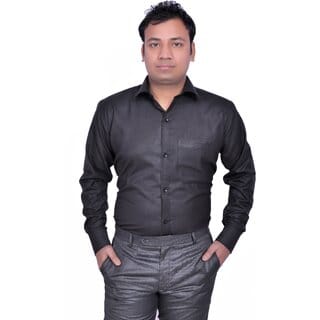 Baleshwar Men Black Solid Formal Shirt (Pack of 1)
