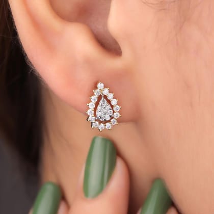 Diara Silver Stud Earrings for Women-Yellow Gold
