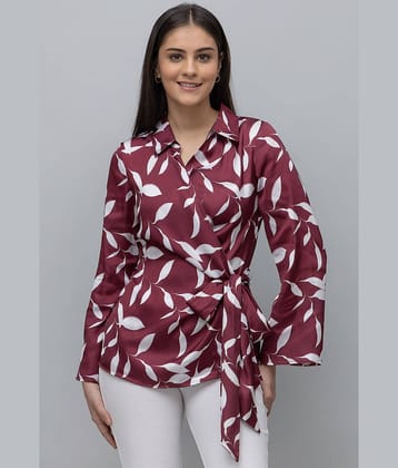 Purys Women's Satin Wrap Top ( Maroon )