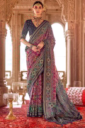 Pink Georgette Patola Saree