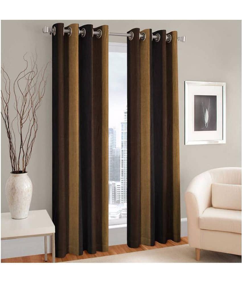 Phyto Home Blackout Eyelet Long Door Curtain 9 ft Pack of 2 -Brown