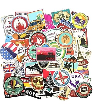 iDream Retro Travel Landmark Waterproof Postage Building Decal Sticker DIY for Toys, Suitcase, Scrapbook, Laptop, Guitar etc. (Set of 100)