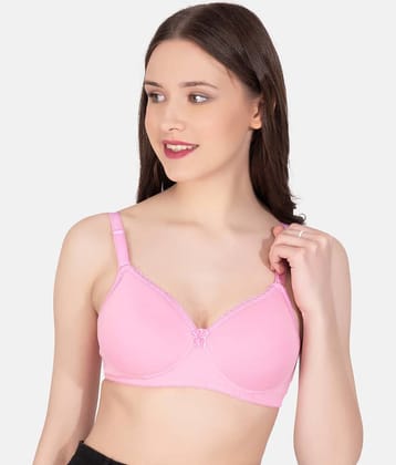LACYLUXE Cotton Blend Lightly Padded Women's Everyday Bra ( Pink )