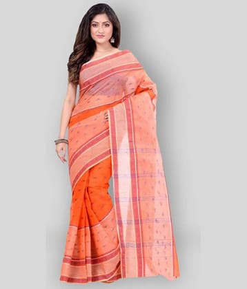 Desh Bidesh Cotton Self Design Saree Without Blouse Piece ( Orange )
