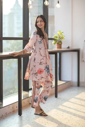 Neutral Floral Dress Set-XS