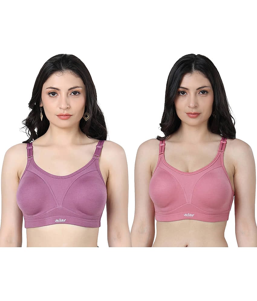 Ladyland Pack of 2 Cotton Blend Non Padded Everyday Bra For Women ( Multicolor )