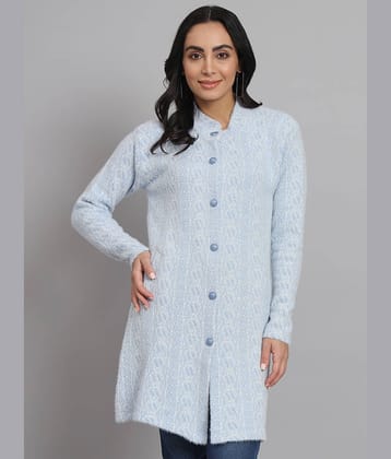 eWools.in Woollen Round Neck Women's Buttoned Cardigans - Blue ( )