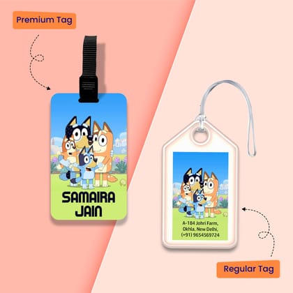 Personalized Bag Tags for Kids - Set of 5 - Bluey Design-Regular Bag Tags