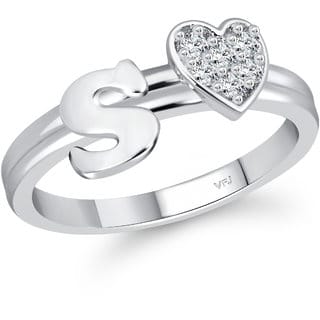 Vighnaharta Initial '' S '' Letter with heart ring alphabet for women Vighnaharta Initial '' S '' Letter with heart ring alphabet for women