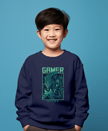 Fighter gamer dark blue sweatshirt for boys & girls-7-8Y / Dark Blue
