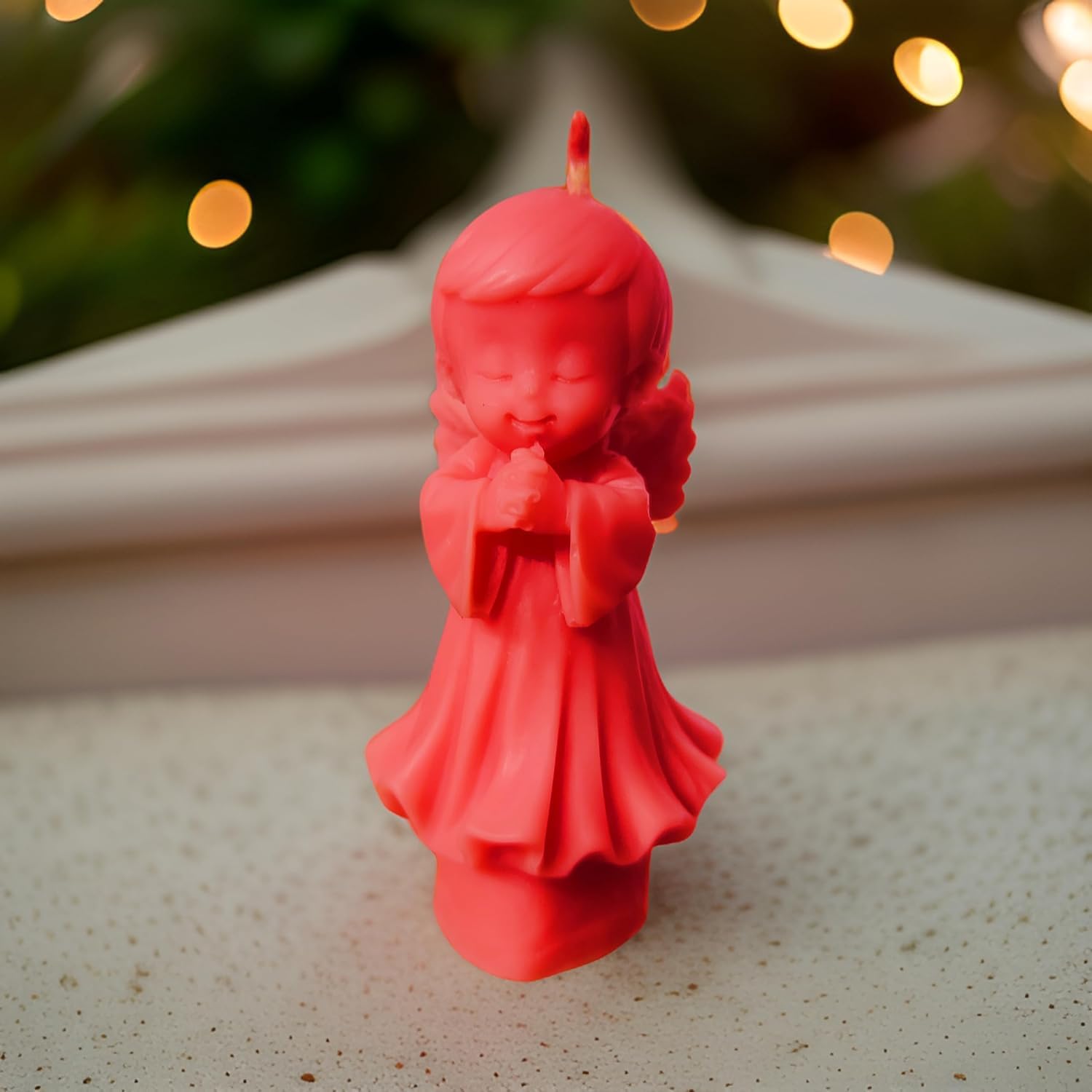 SS Enterprise Angel Candle, Romantic Night Home Decor, Set of 1, Red, Hand Painted, Christmas Ornament, Wedding Favor