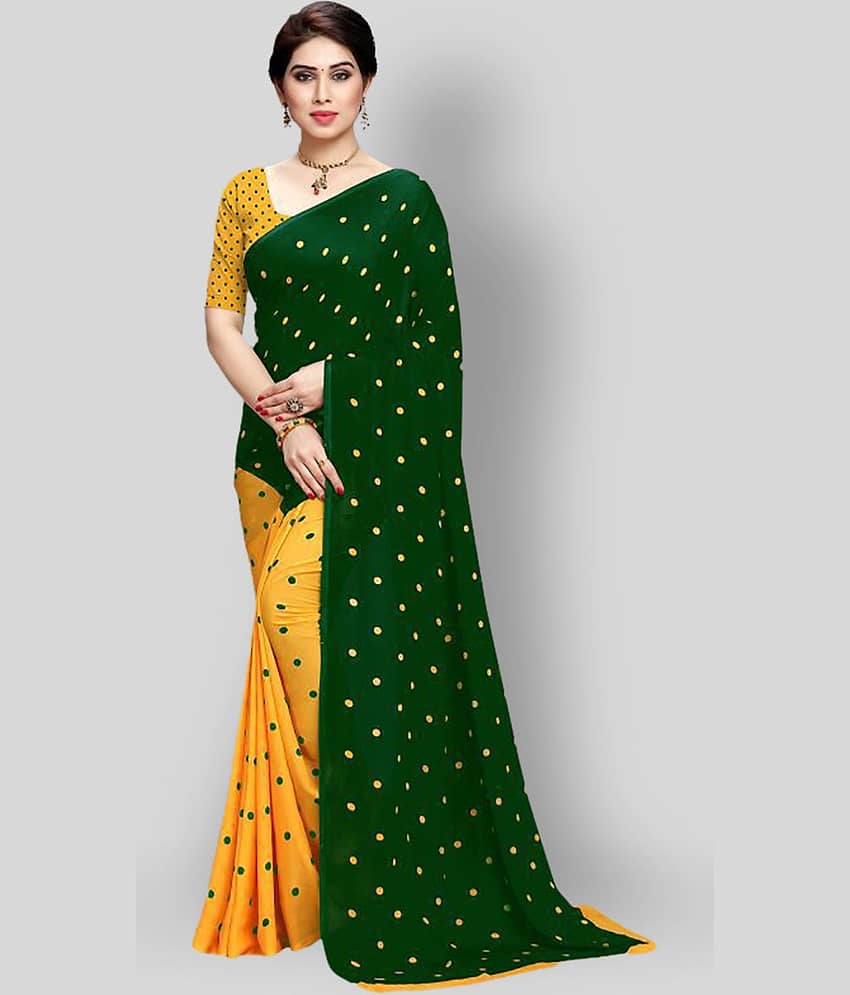ANAND SAREES Georgette Printed Saree With Unstitched Blouse Piece ( Multicolor )