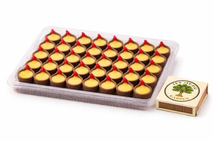 Narsimhar Ghee Diya (36 Pcs) | Red Wick Diya with Matchbox for Tuesday Narasimha Pooja & Remedies