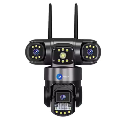 Batman Black 3in1 4G Sim CCTV Camera (5MP+5MP+5MP) Full HD 3 Lens/3 Screen View Home Security Camera with Pan Tilt 360° View & 2 side camera horizontally rotate 180°-Built-in speakers / Wireless